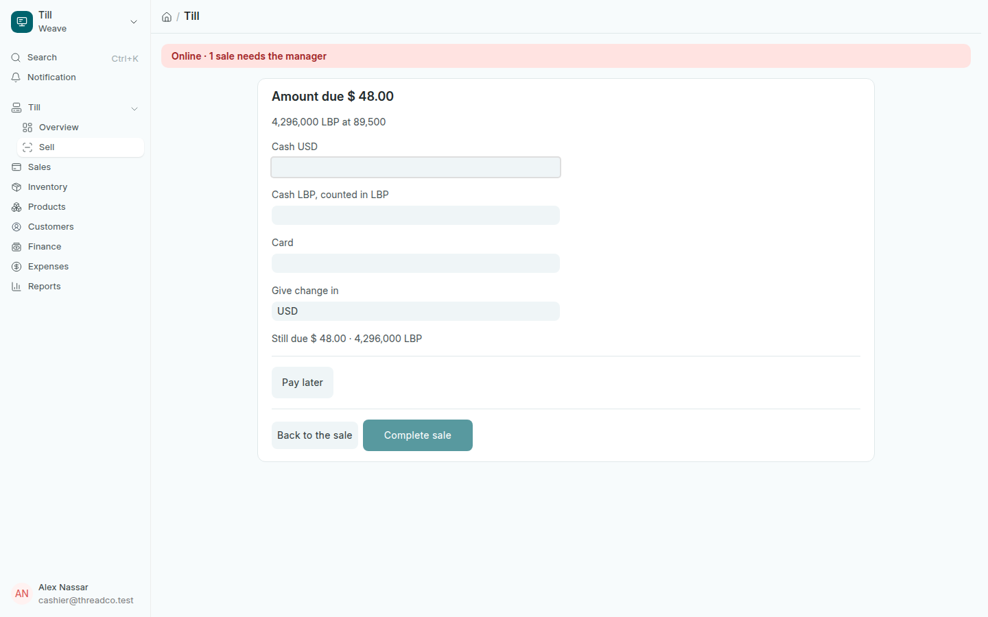 The payment screen with the Pay later button