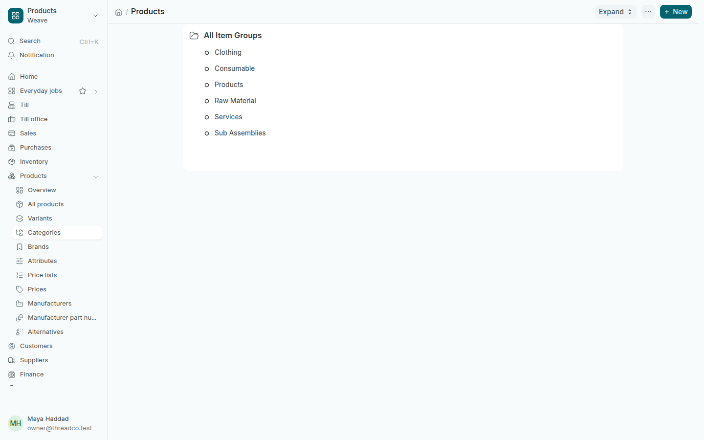 The tree of product categories