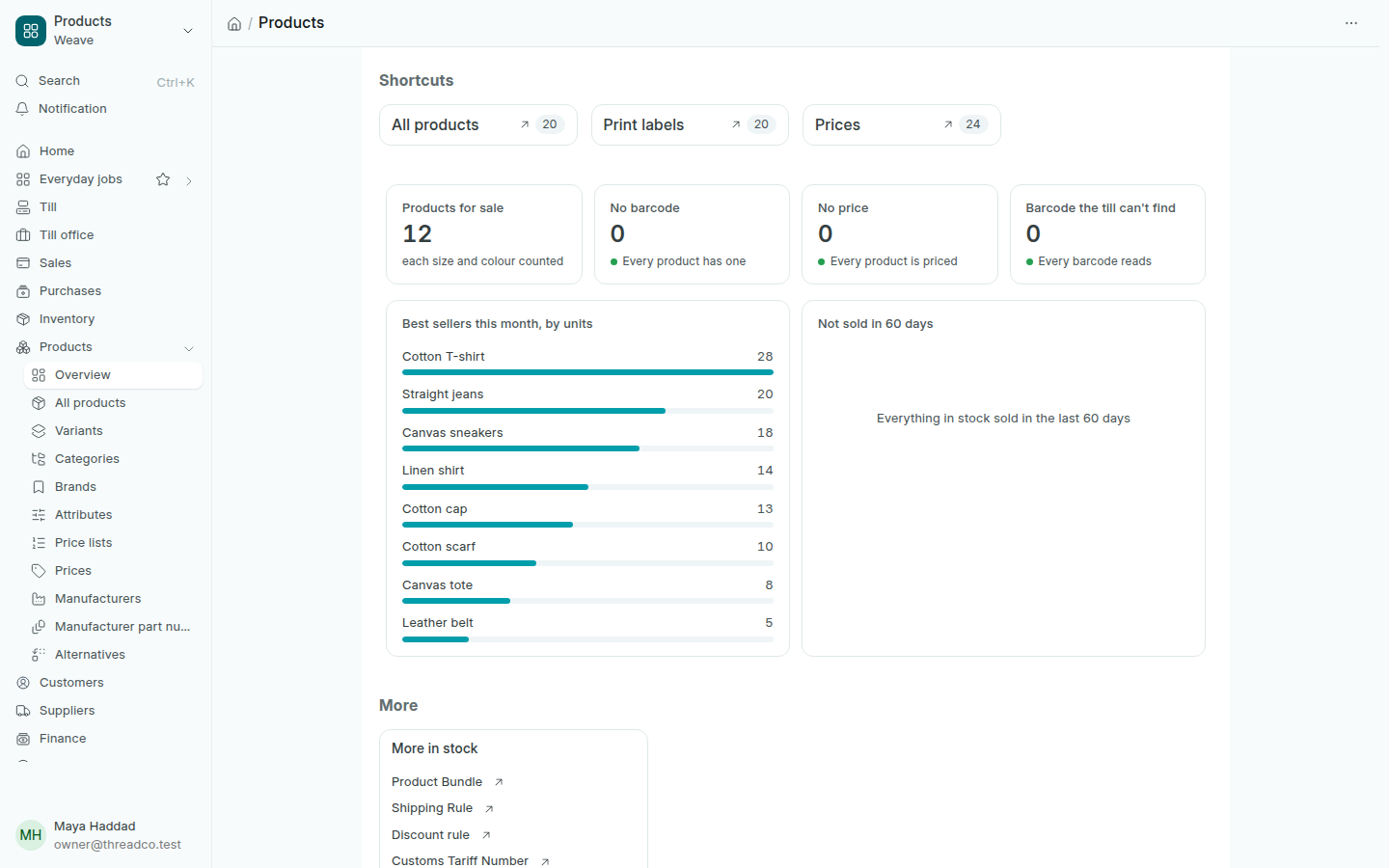 The Products page