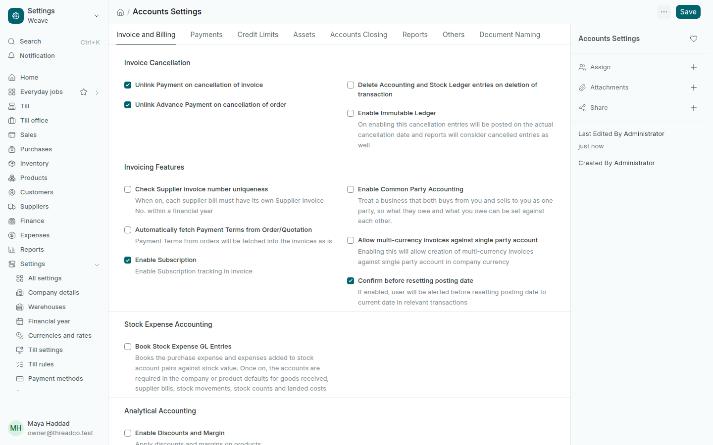 Accounts Settings