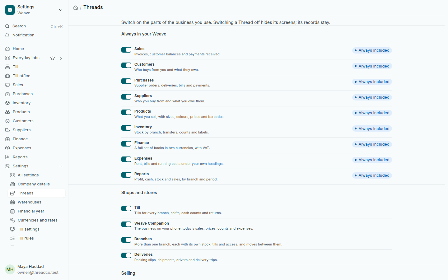 The Threads page